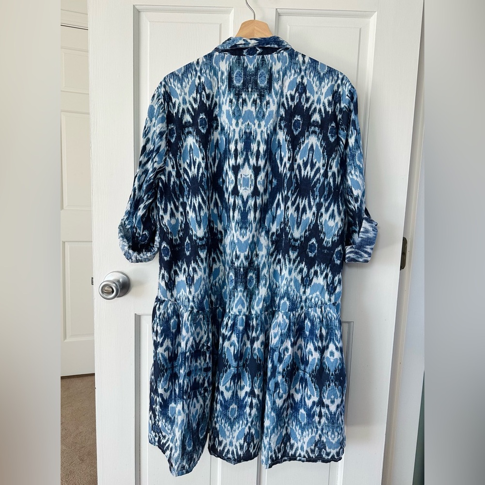Blue Patterned Mini Dress - Picture 3 of 9